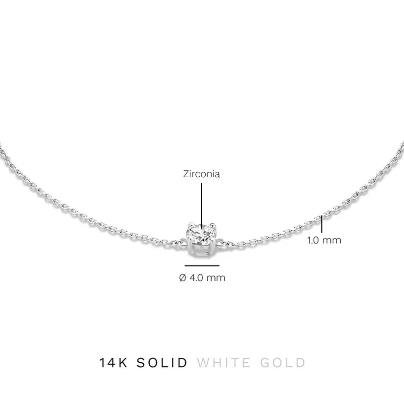 Cléa Steinarmbånd | Hvitt Gull