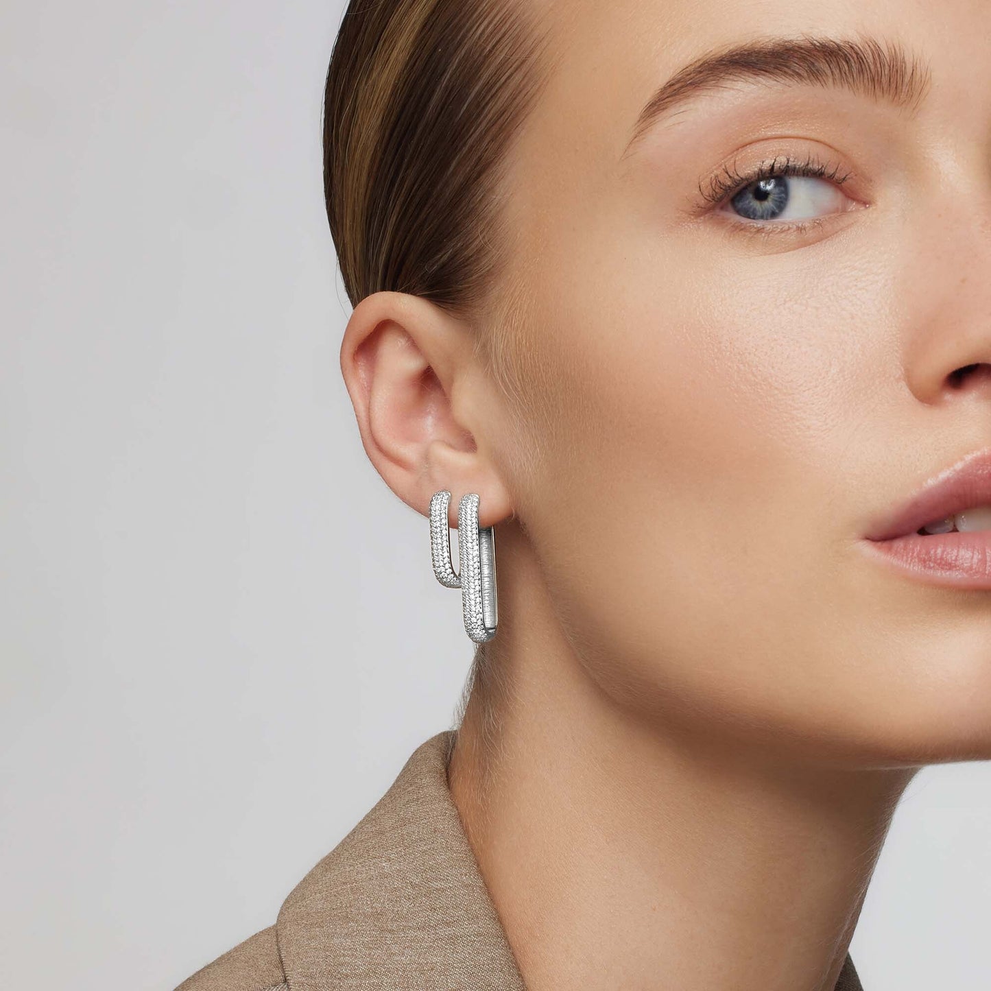 Icon Pavé Hoops | Hvit Gull
