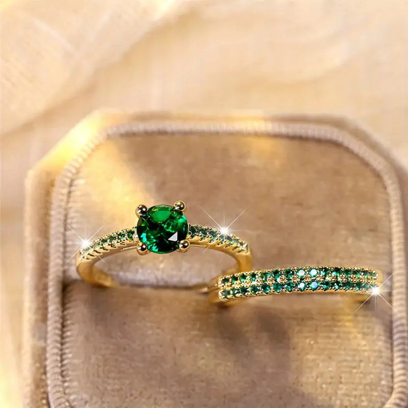 Serena Emerald Duo Ring Sett | Gull
