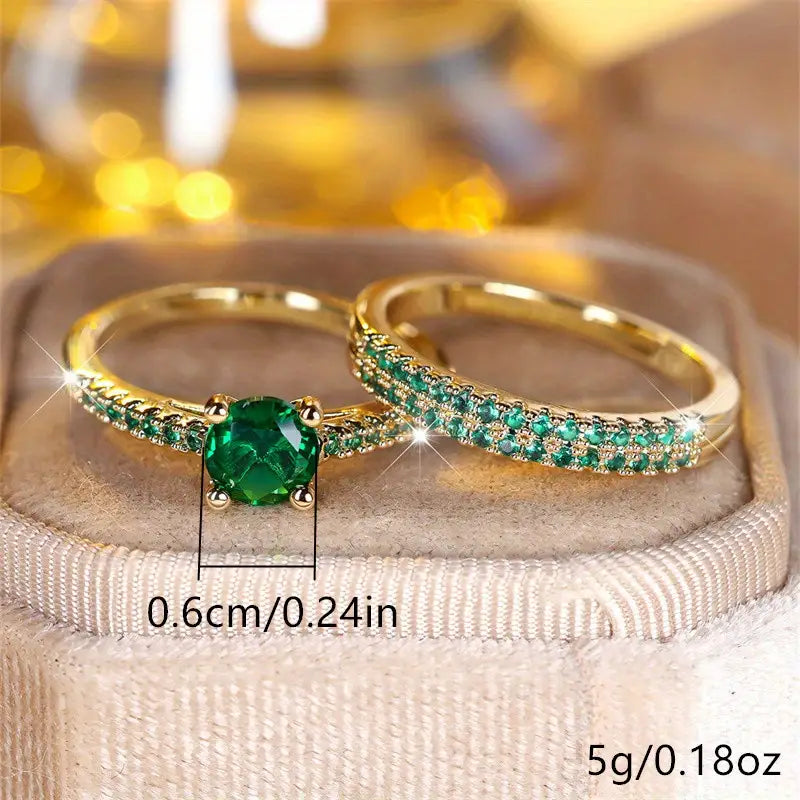 Serena Emerald Duo Ring Sett | Gull