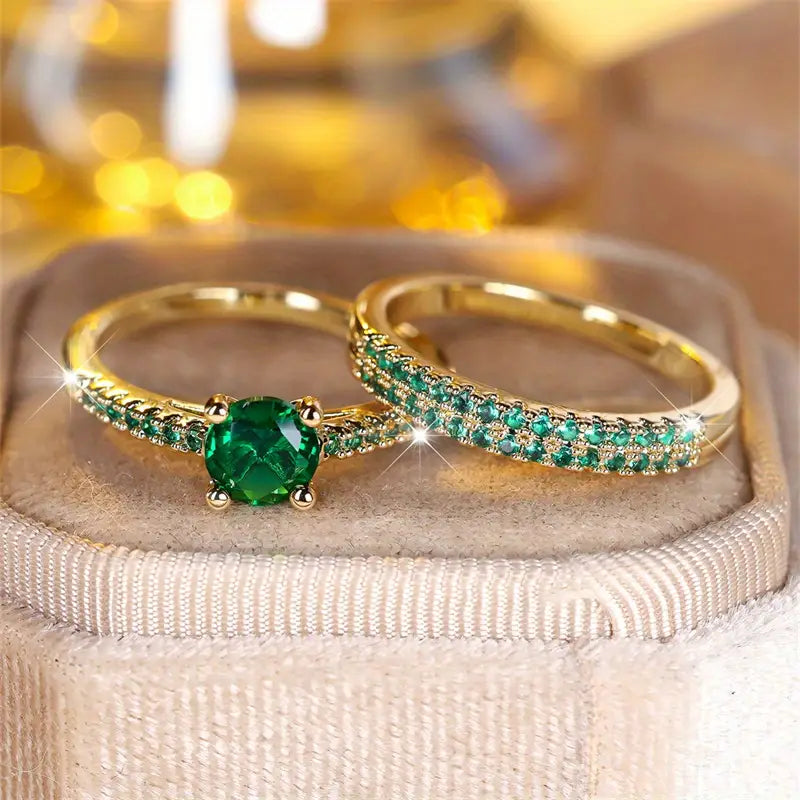 Serena Emerald Duo Ring Sett | Gull