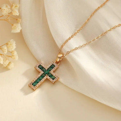 Solene Emerald Cross Pendant Necklace | Gull