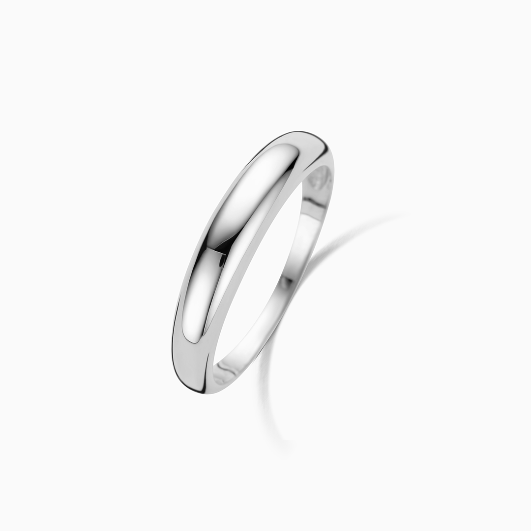 Midi Dome Ring | Hvitt Gull