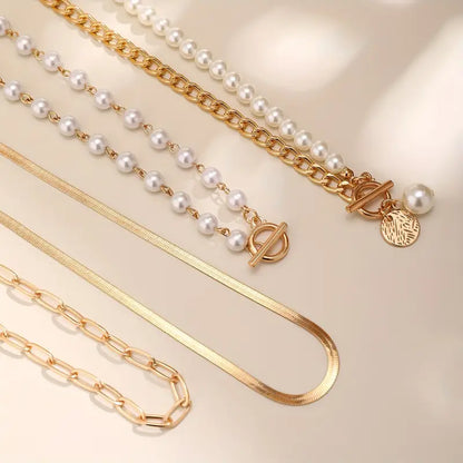 Vintage Perle & Gull Slangekjede Sett | Gull