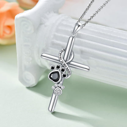 Graceful Paw & Cross Pendant