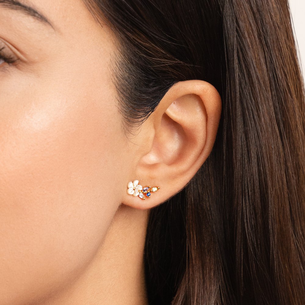 Krystall Hvit Blomst Øredobber