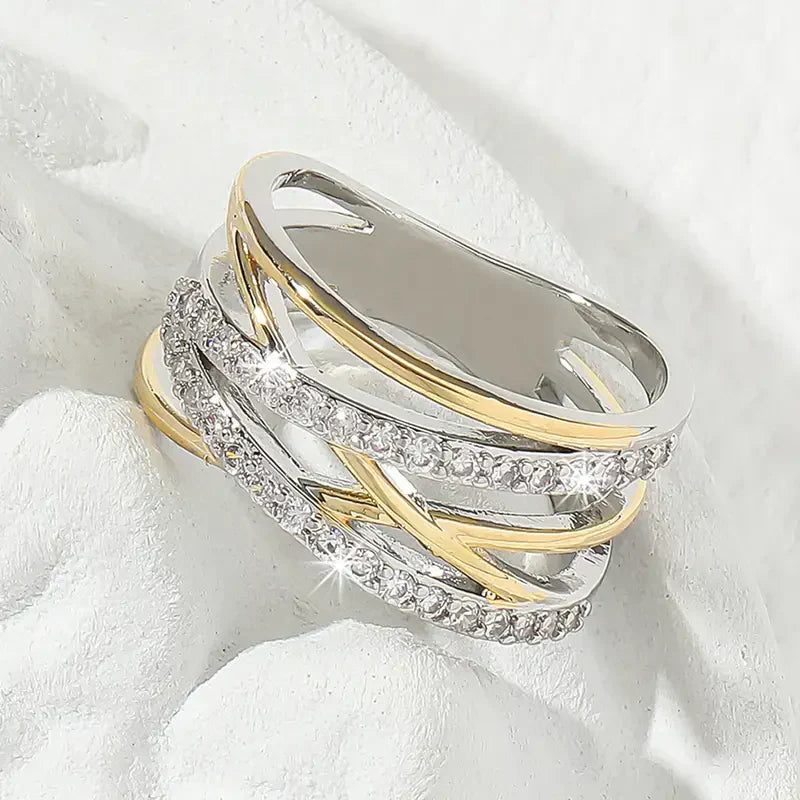 SilverGold Radiance Zirconia Ring | Blandet Gull