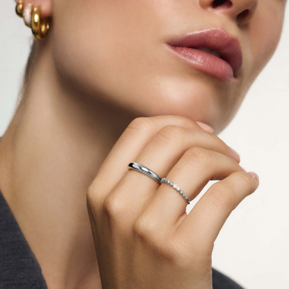Midi Dome Ring | Hvitt Gull