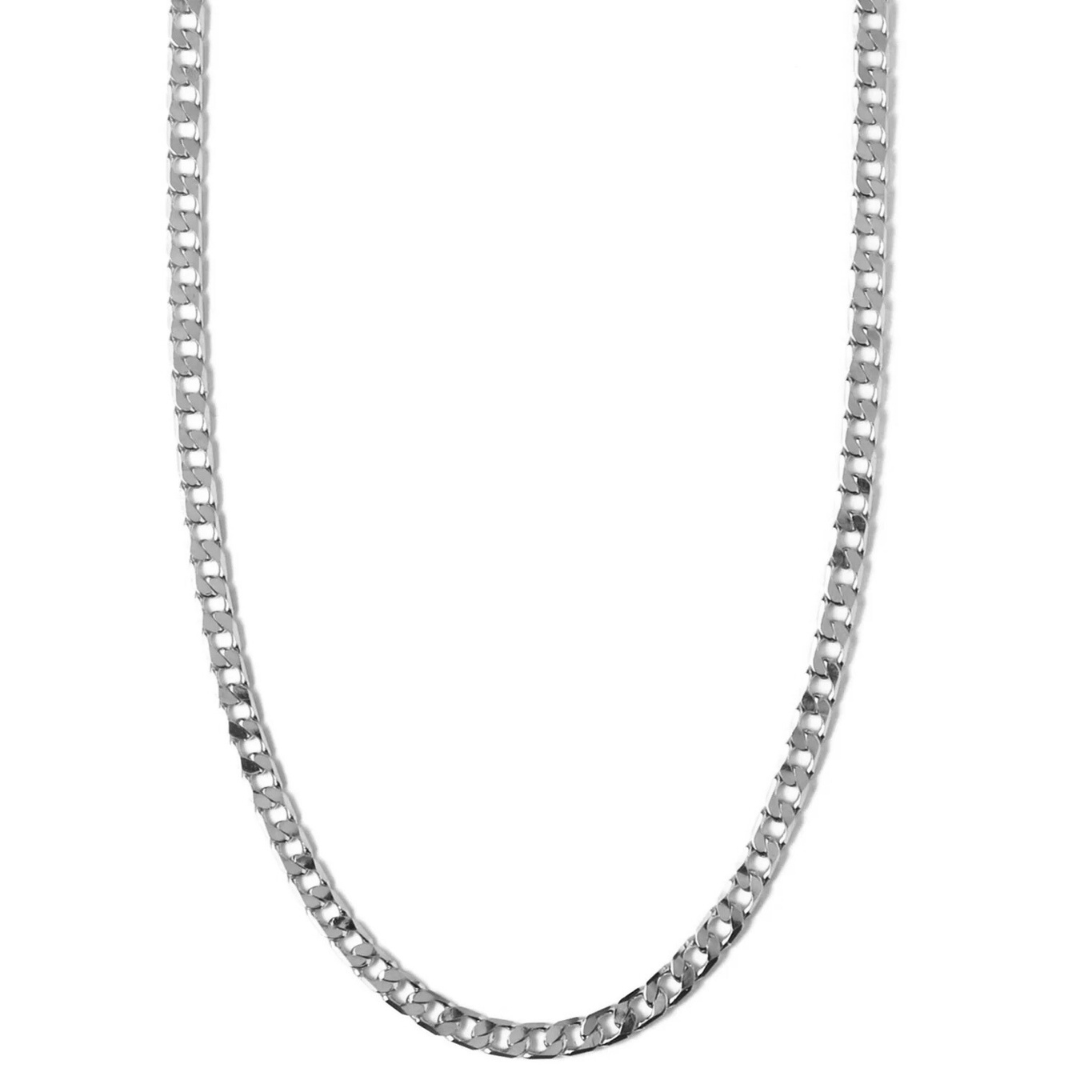 Flat Link Curb Chain Necklace | Hvit Gull