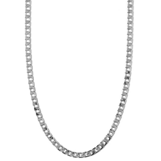 Flat Link Curb Chain Necklace | Hvit Gull