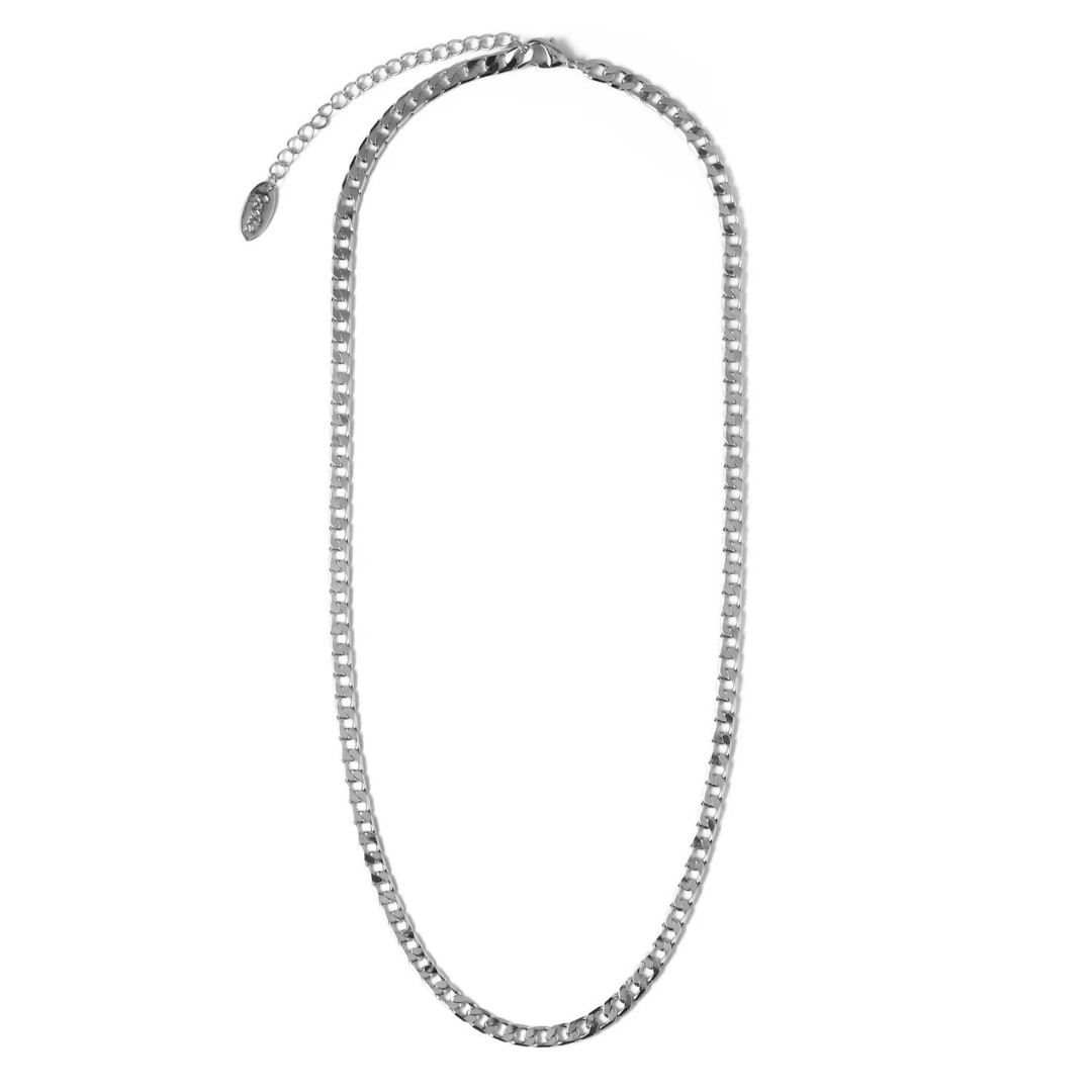 Flat Link Curb Chain Necklace | Hvit Gull