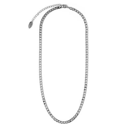 Flat Link Curb Chain Necklace | Hvit Gull
