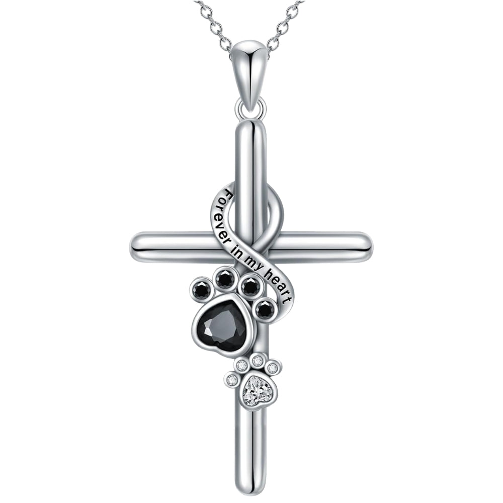 Graceful Paw & Cross Pendant